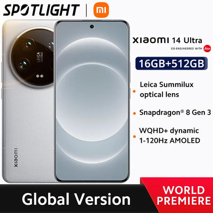 Xiaomi 14  Ultra Global Version Snapdragon® 8 Gen 3 Leica quad camera 90W HyperCharge IP68 CellPhones 120Hz 6.73" AMOLED Display