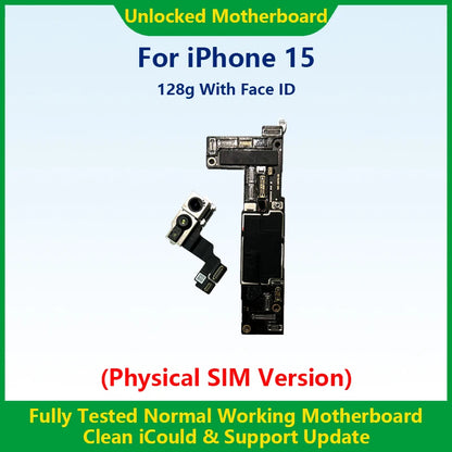 Fully Tested Authentic Mainboard For iPhone 15 Pro Max Motherboard With Face ID Unlocked And Cleaned iCloud Pysics SIM Version