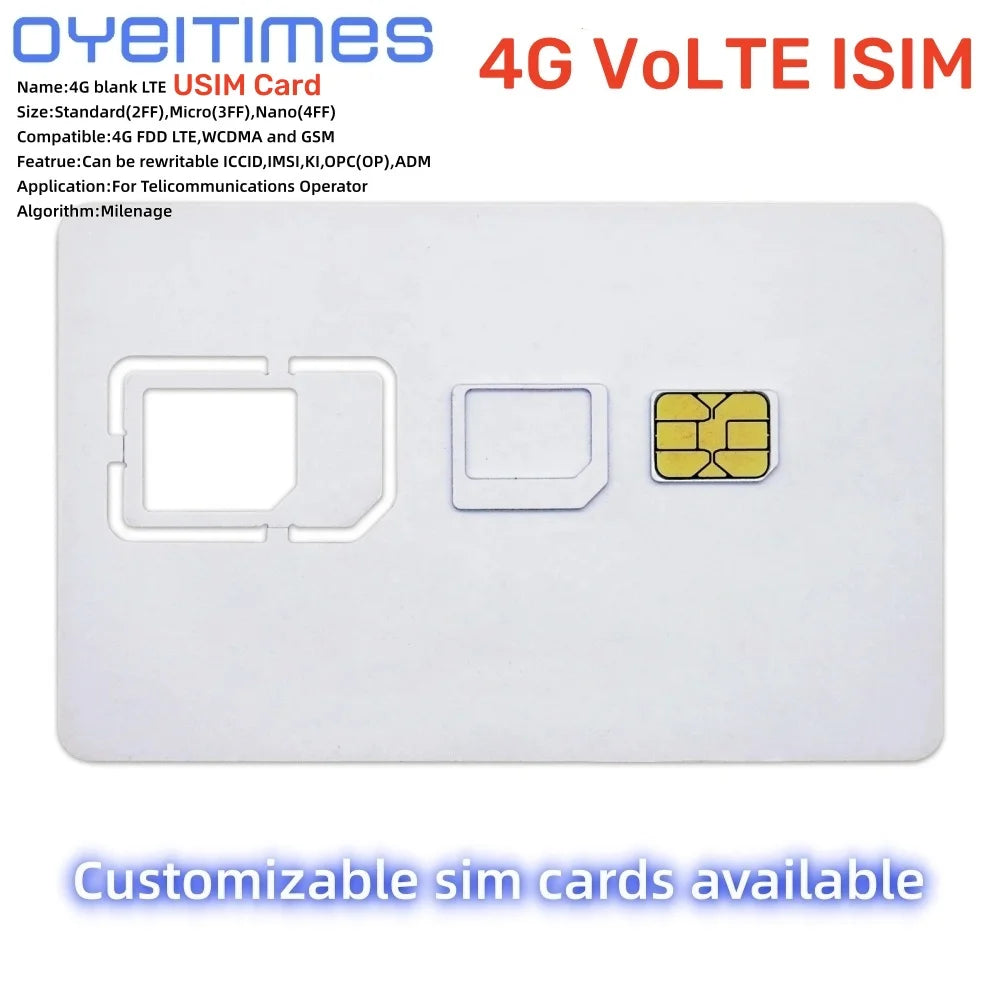 OYEITIMES SIM Card Reader Writer+5PCS 2FF/3FF/4FF Programmable 4G VoLTE  ISIM USIM Card WCDMA GSM USIM+SIM Personalize Tools