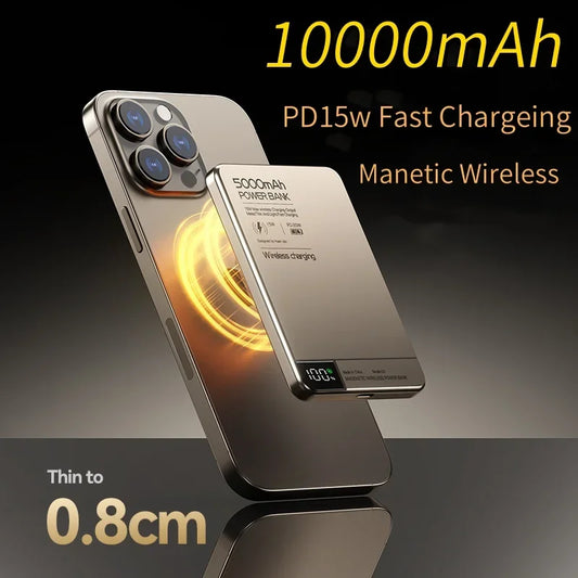 Ultra Thin 10000mAh Magnetic Wireless Charger Power Bank PD15W Portable Powerbank For iPhone Samsung Huawei Xiaomi for Magsafe