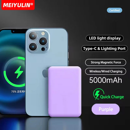 10000mAh Magnetic Power Bank Wireless Charger 15W Fast Charging Universal External Auxiliary Battery For IPhone 15 14 Pro Xiaomi