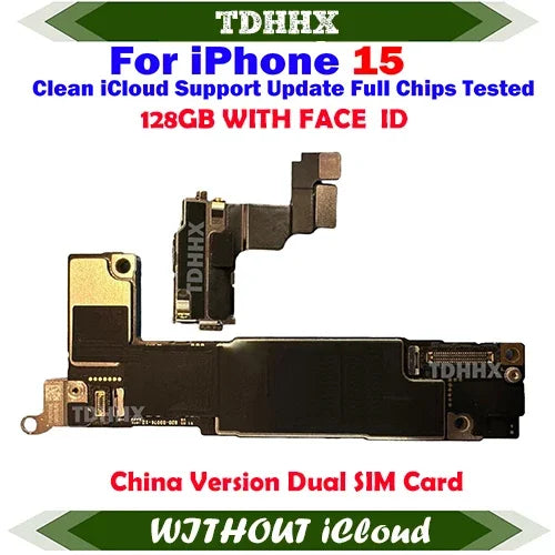 Update iOS System Logic Board For iPhone 15 Pro Max With Face Id Full Chips iCloud Off Dual Sim Motherboard Full Tested Chips