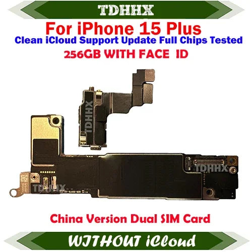 Update iOS System Logic Board For iPhone 15 Pro Max With Face Id Full Chips iCloud Off Dual Sim Motherboard Full Tested Chips